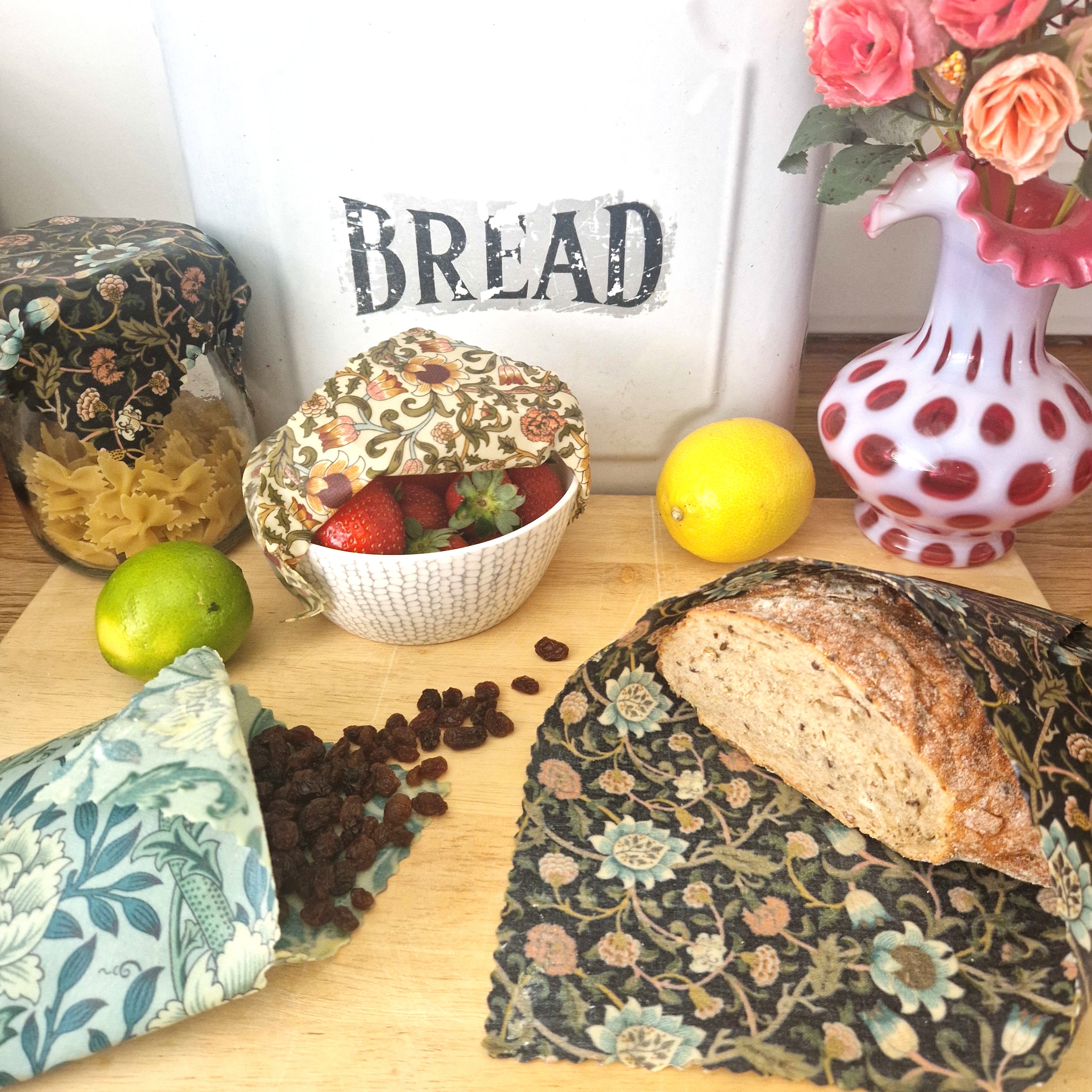 *British Beeswax Set of 3 Handmade Beeswax Wraps | William Morris