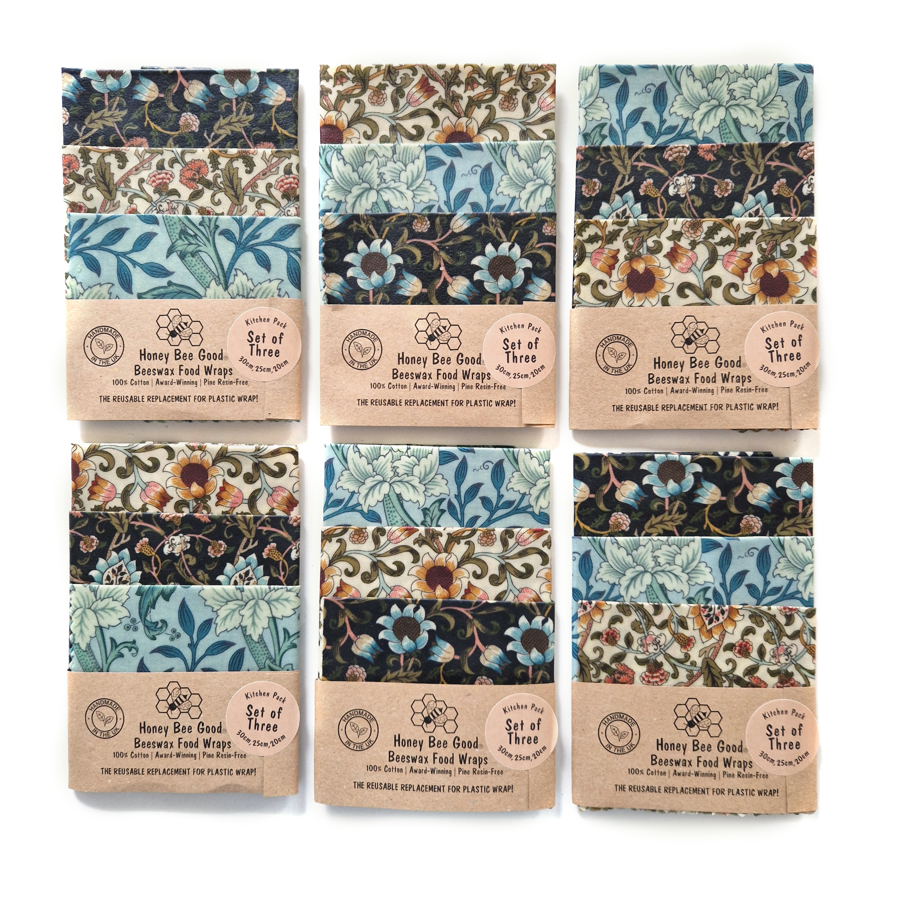 *British Beeswax Set of 3 Handmade Beeswax Wraps | William Morris