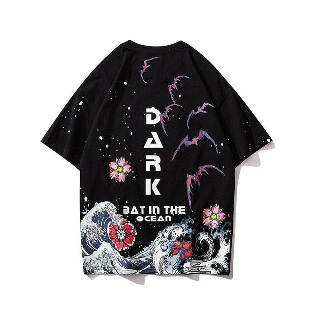 Japanese Geisha Tshirt Streetwear Short Sleeve T Shirt Japan Cotton Tops Tees Men Harajuku Hip Hop T-Shirt