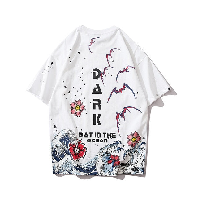 Japanese Geisha Tshirt Streetwear Short Sleeve T Shirt Japan Cotton Tops Tees Men Harajuku Hip Hop T-Shirt