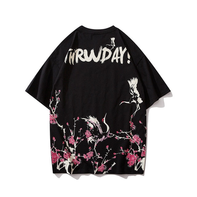 Japanese Geisha Tshirt Streetwear Short Sleeve T Shirt Japan Cotton Tops Tees Men Harajuku Hip Hop T-Shirt