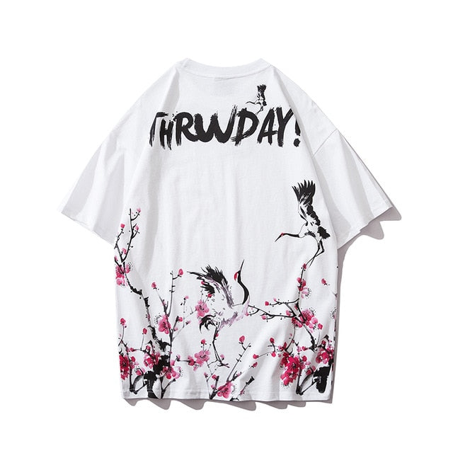 Japanese Geisha Tshirt Streetwear Short Sleeve T Shirt Japan Cotton Tops Tees Men Harajuku Hip Hop T-Shirt