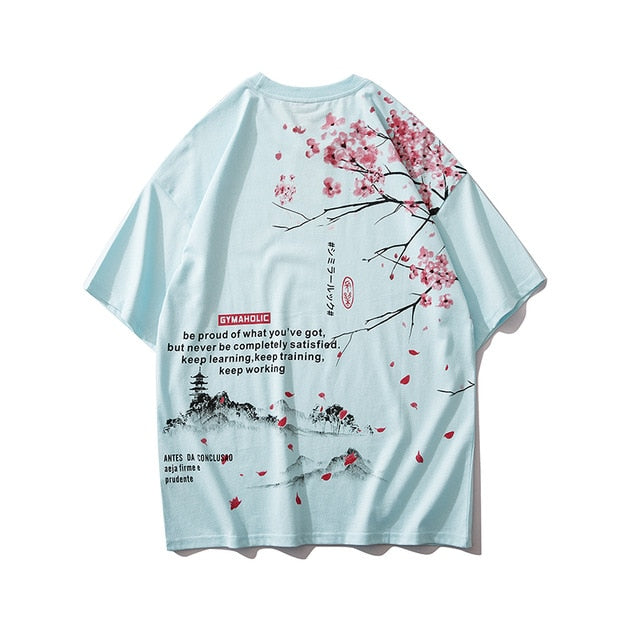 Japanese Geisha Tshirt Streetwear Short Sleeve T Shirt Japan Cotton Tops Tees Men Harajuku Hip Hop T-Shirt