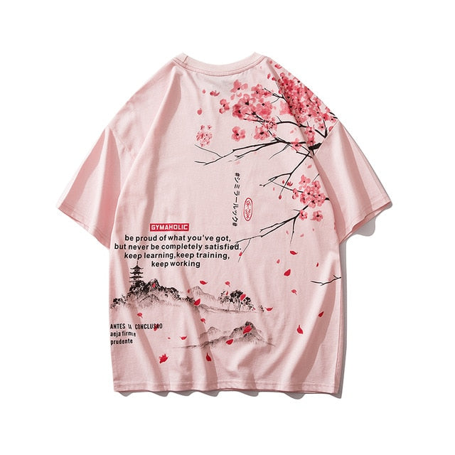 Japanese Geisha Tshirt Streetwear Short Sleeve T Shirt Japan Cotton Tops Tees Men Harajuku Hip Hop T-Shirt