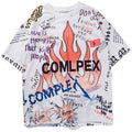 Mens Short Sleeve T-shirt Graffiti Tees Shirts Flame Print Skateboard Tshirts Male Cotton Hip Hop Streetwear KJ54