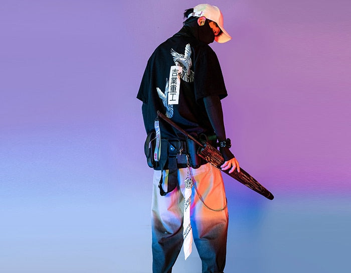Japanese Harajuku T Shirts Men/Women SS Peace Dove Print Hip Hop Streetwear Oversize Short Sleeve Shirtrs